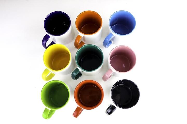 11oz High Gloss Coloured Inner, Rim and Handle Printed Mug