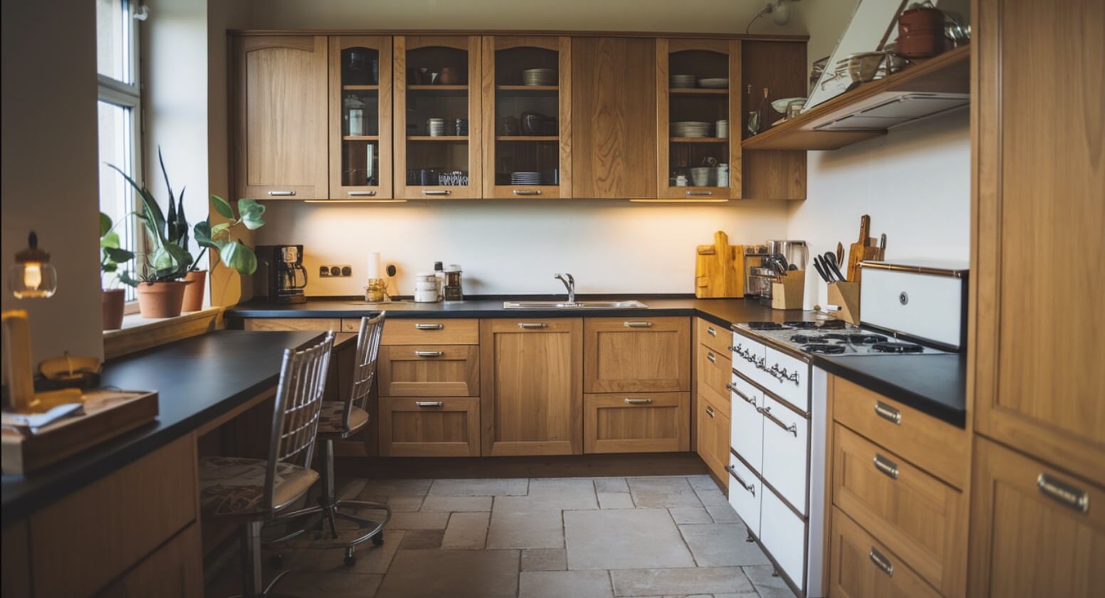 Elderly kitchen with chairs